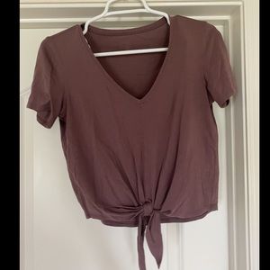Lululemon Knot Gonna Fly Tee, Antique Bark / purple mauve, Size 4